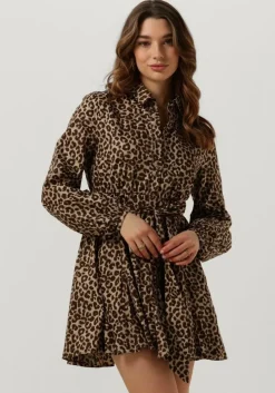 bruine colourful rebel mini jurk minon leopard mini dress