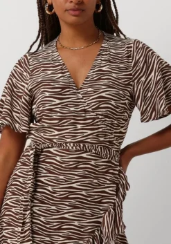 bruine colourful rebel mini jurk telsi zebra wrap dress