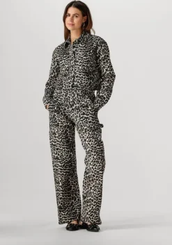 bruine colourful rebel straight leg jeans tinsley leopard denim worker pants