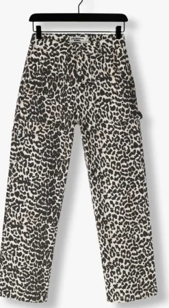 bruine colourful rebel straight leg jeans tinsley leopard denim worker pants