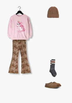 bruine daily brat flared broek leopard heart flared pants