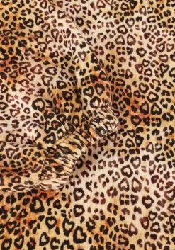 bruine daily brat mini jurk leopard heart sweat dress