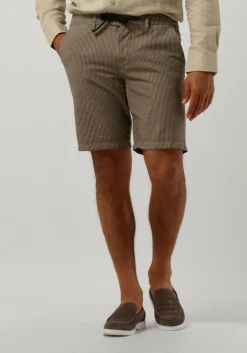 bruine dstrezzed korte broek lancaster jogger shorts seersucker stripe