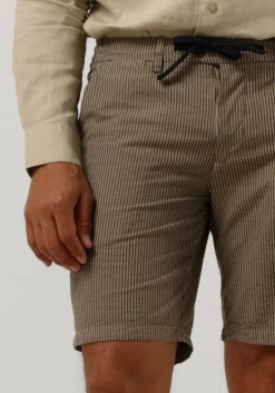 bruine dstrezzed korte broek lancaster jogger shorts seersucker stripe