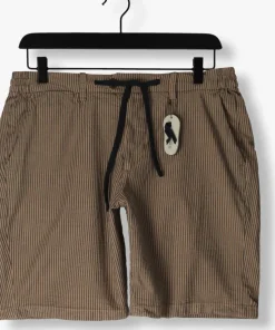 bruine dstrezzed korte broek lancaster jogger shorts seersucker stripe