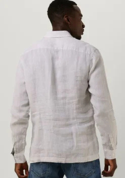 bruine genti casual overhemd linnen s7054-1120