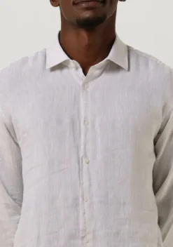 bruine genti casual overhemd linnen s7054-1120