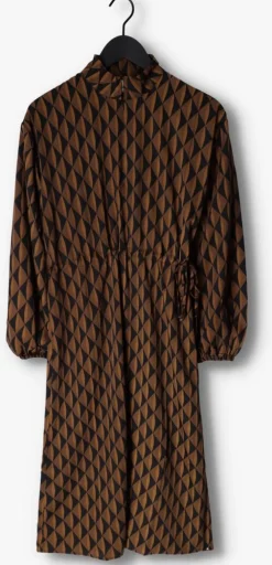 bruine gestuz midi jurk lithilde long dress