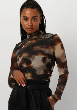 bruine gestuz tops & t-shirts behkagz mesh top