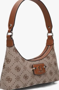 bruine guess schoudertas neda top zip shoulder bag