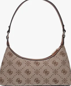 bruine guess schoudertas neda top zip shoulder bag