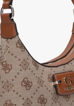bruine guess schoudertas neda top zip shoulder bag