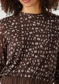 bruine haute l'amitié top l'amitie mesh ls o-neck