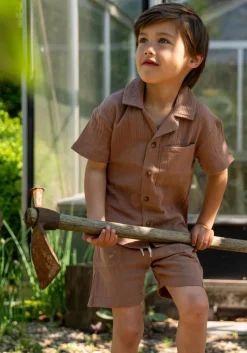 bruine koko noko casual overhemd p548010