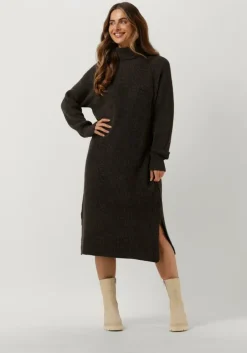 bruine levete room midi jurk lr-kalima 13 dress
