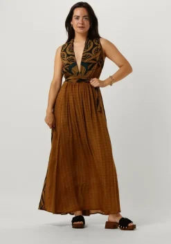 bruine mes demoiselles maxi jurk muse