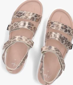 bruine mexx platte sandalen paddy pebble