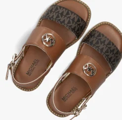 bruine michael kors kids platte sandalen jagger maxson