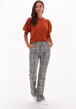 bruine minus flared broek carma check flared pants