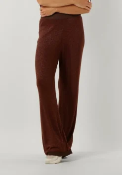 bruine minus wijde broek allie high waisted wide leg metallic knit pant