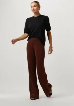 bruine minus wijde broek allie high waisted wide leg metallic knit pant