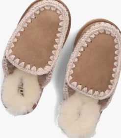 bruine mou pantoffels slipper full eskimo stitch