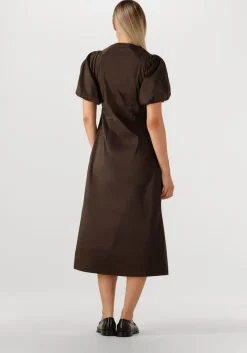 bruine neo noir maxi jurk illana poplin dress