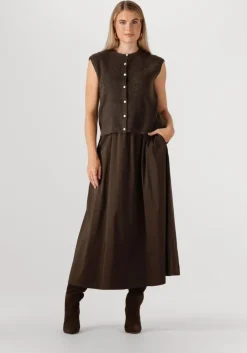 bruine neo noir maxirok yara long poplin skirt