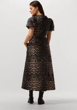bruine neo noir midi jurk illana leo dress