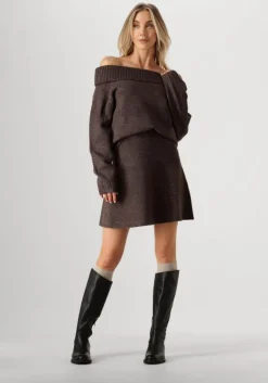 bruine neo noir minirok gisa knit skirt