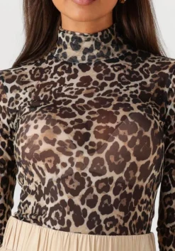 bruine notre-v t-shirt nv-ginny leo mesh top