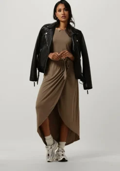 bruine object midi jurk objannie nadia s/s dress