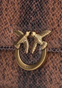 bruine pinko schoudertas love box bag fl mini pelle