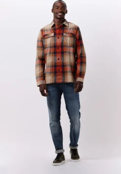 bruine pme legend casual overhemd long sleeve shirt ctn yd slub check