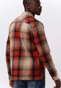 bruine pme legend casual overhemd long sleeve shirt ctn yd slub check