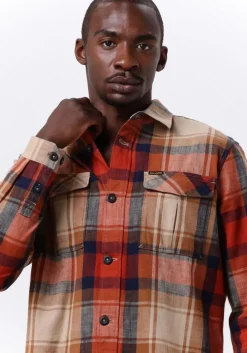 bruine pme legend casual overhemd long sleeve shirt ctn yd slub check