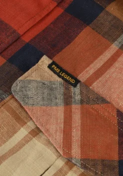 bruine pme legend casual overhemd long sleeve shirt ctn yd slub check