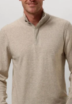 bruine profuomo trui pullover half zip button