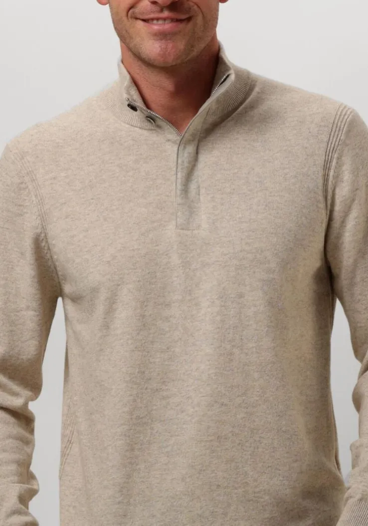 bruine profuomo trui pullover half zip button