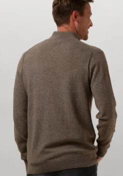 bruine profuomo trui pullover half zip button