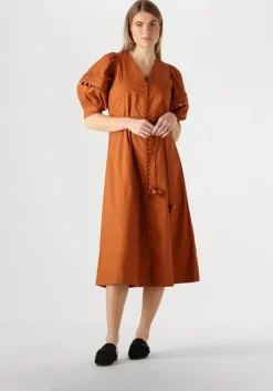 bruine scarlett poppies midi jurk fleuretta midi dress