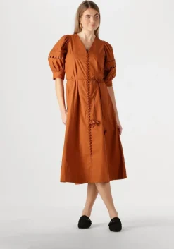 bruine scarlett poppies midi jurk fleuretta midi dress