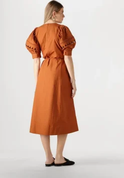 bruine scarlett poppies midi jurk fleuretta midi dress