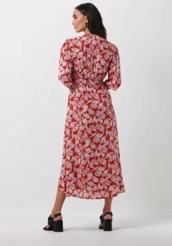 bruine scotch & soda midi jurk midi wrap dress with knot detail