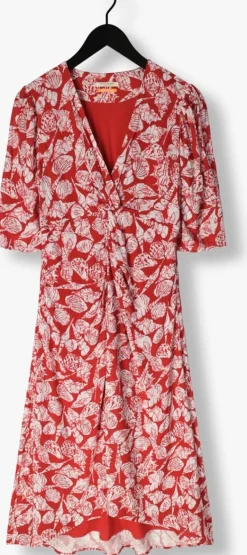 bruine scotch & soda midi jurk midi wrap dress with knot detail