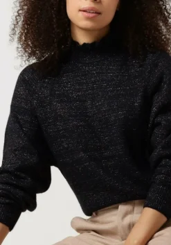 bruine scotch & soda trui ruffled high-neck lurex pullover