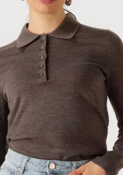 bruine selected femme tops & t-shirts slfthea ls knit merino collar neck