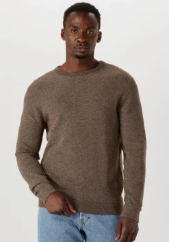 bruine selected homme trui slhross ls knit structure crew neck noos