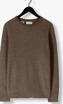 bruine selected homme trui slhross ls knit structure crew neck noos