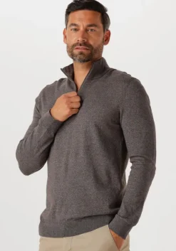 bruine selected homme trui slhberg half zip cardigan noos